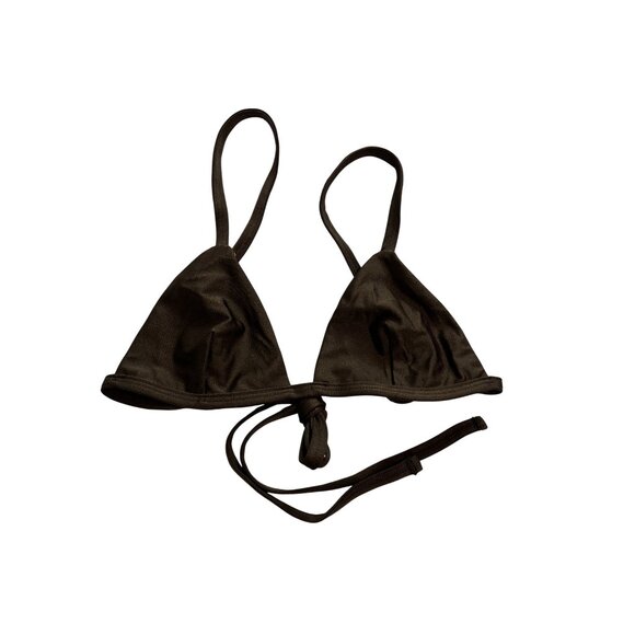 SWIM by Los Angeles Apparel Strappy Bikini Top in Brown - Picture 1 of 3